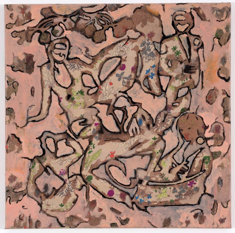 Image depicting the artwork named Γενεαλογία, 60x60 εκ, ακρυλικό, χαρτί, ύφασμα σε μουσαμά, 2023.