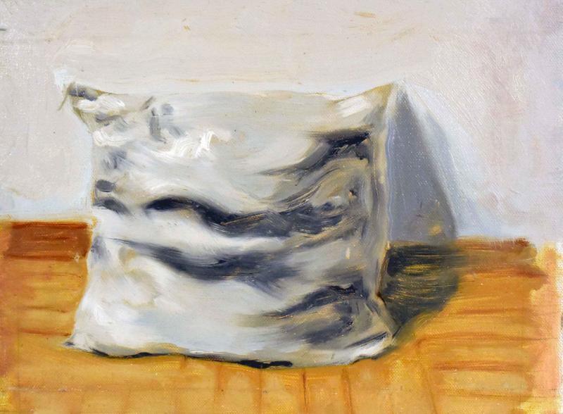 Image depicting the artwork named "pillow", oil on canvas, 45x34cm.