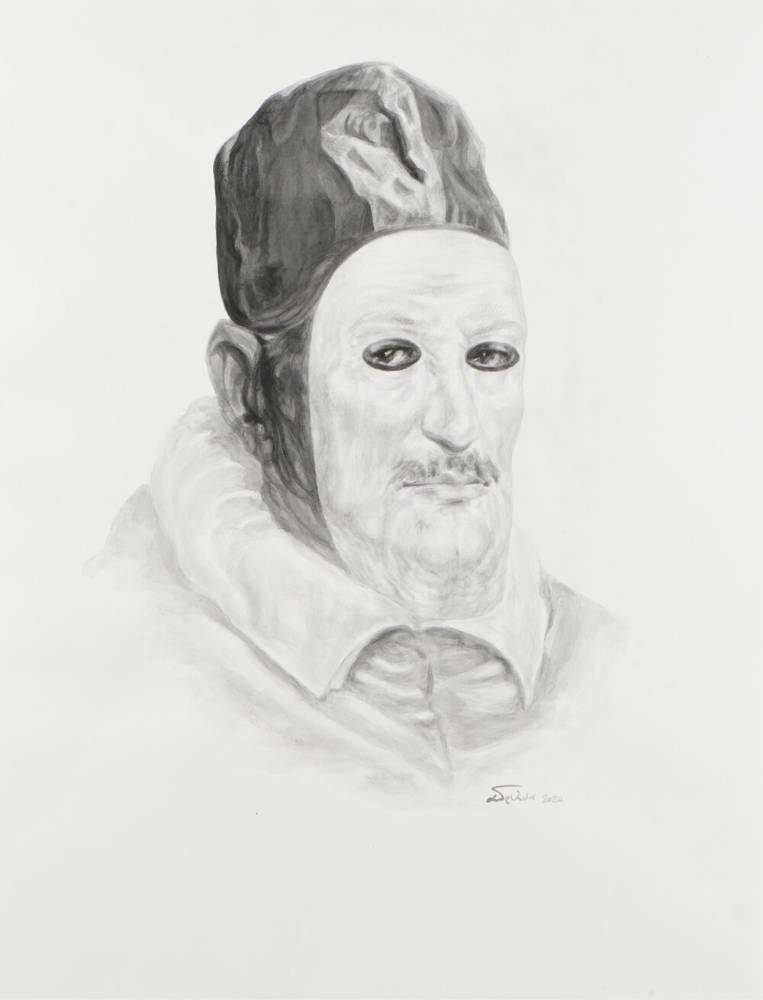 Image depicting the artwork named "The Pope" 2020, μελάνι Κίνας σε χαρτί Fabriano